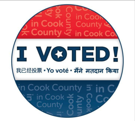 Cook County I voted sticker from 2016
